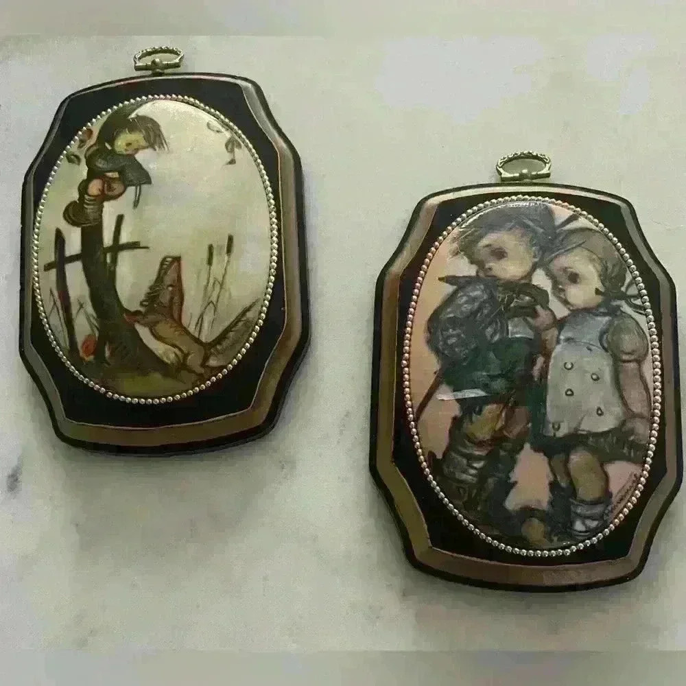 Set of 2 vintage 1970’s Hummel wooden  wall plaques.